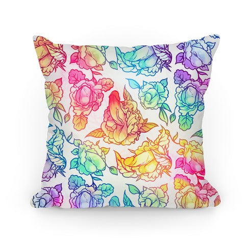 Floral Penis Pattern Rainbow Pillow Pillow